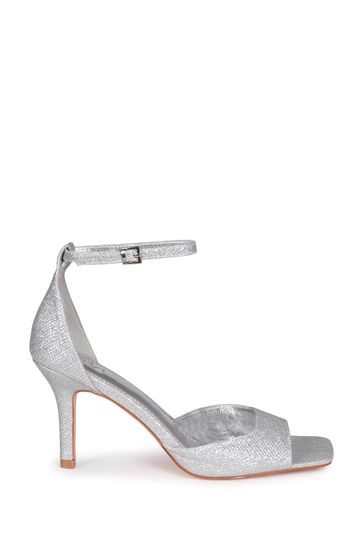 Buy Linzi Silver Jolie Glitter Barely There Square Toe Heel Sandal