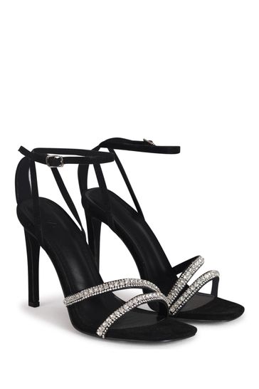 Buy Linzi Black Stiletto Heeled Sandal With Diamante Front Straps