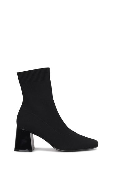 Buy Linzi Black Eleanor Block Heel Sock Ankle Boot With Square Toe