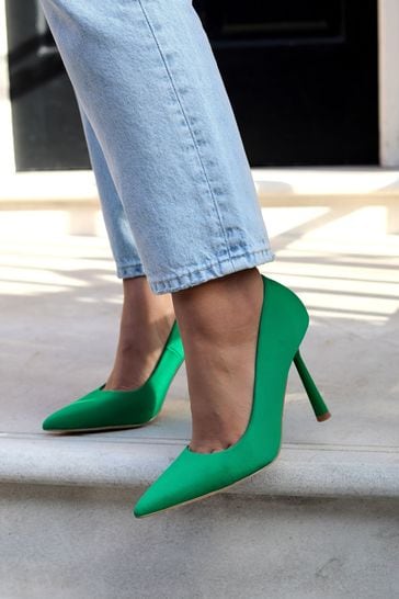 Linzi Green Adena Classic Pointed Court Shoe with Stiletto Heel