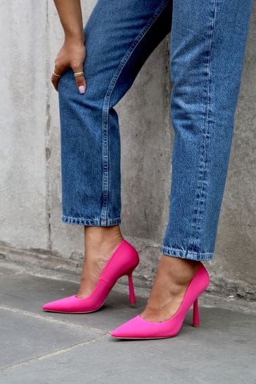 Linzi Pink Adena Classic Pointed Court Shoe with Stiletto Heel