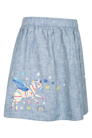 Mountain Warehouse Blue Embroidered Ticking Stripe Kids Skirt
