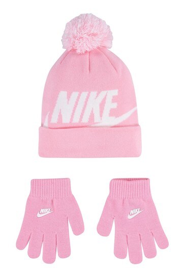 Nike Infants Pink Hat and Gloves Set