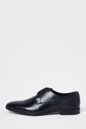 River Island Black Lace Up Plain Derby Shoes