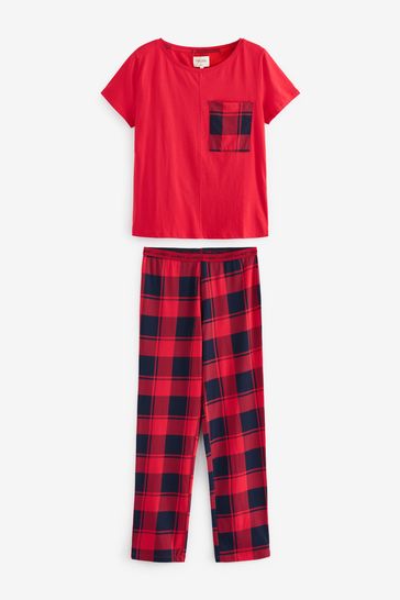 Red Check Next Cotton Short Sleeve Pyjamas