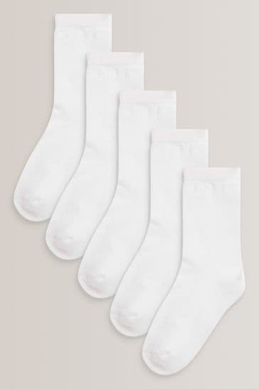 White 5 Pack Cotton Rich Cushioned Sole Ankle Socks