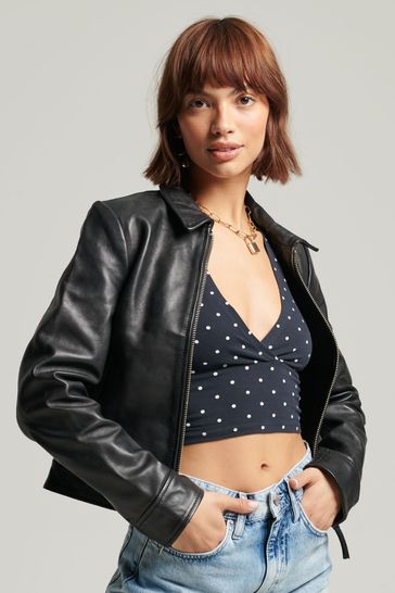 Superdry Black Downtown Leather Jacket