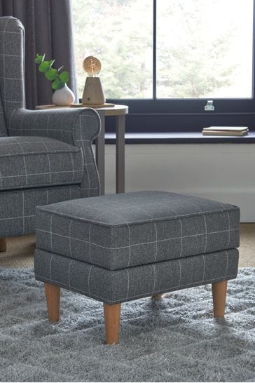 Grey check shop storage footstool