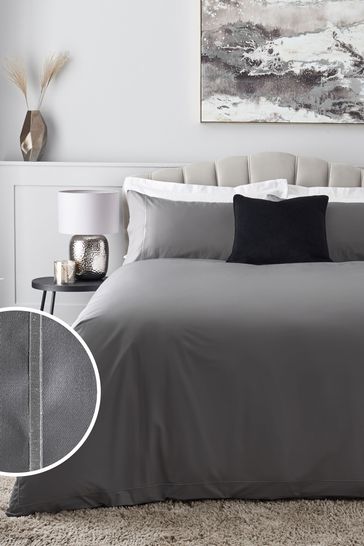 Charcoal Grey 300 Thread Count 100% Cotton Sateen Collection Luxe Duvet Cover and PIllowcase Set
