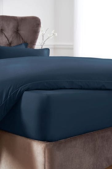 Navy Extra Deep Fitted 300 Thread Count Collection Luxe 100% Cotton Sheet