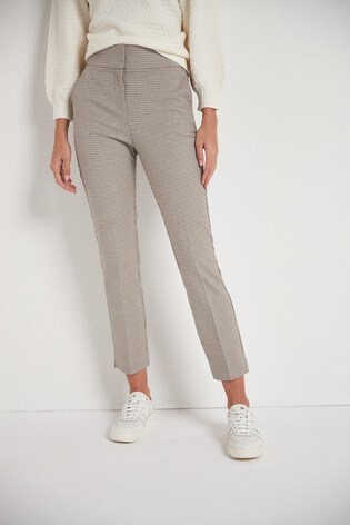 Neutral Check Shaping Trousers