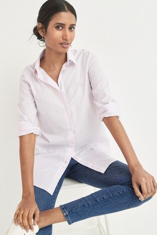 Lilac Stripe Long Sleeve Cotton Shirt