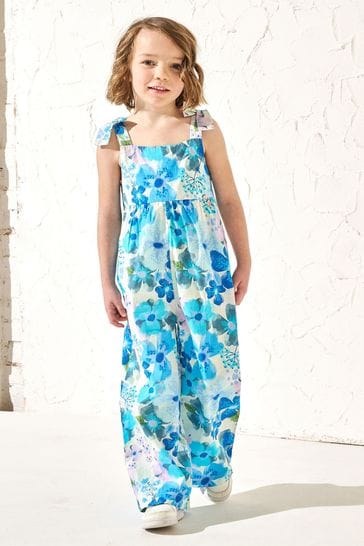 Angel & Rocket Blue Roma Floral Print Jumpsuit