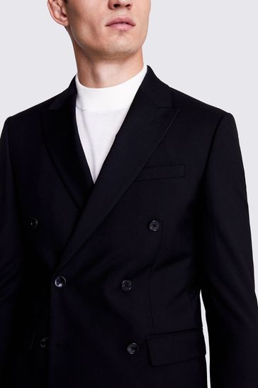 Black slim fit shop double breasted suit
