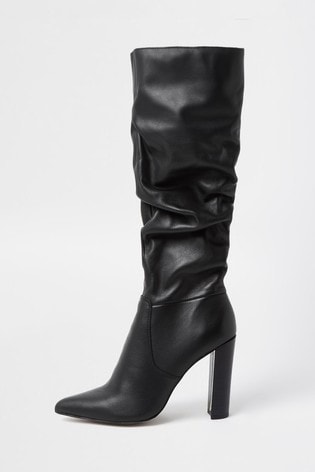 river island black slouch boots