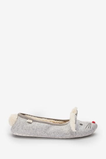 Grey Mouse Ballet Slippers