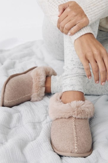 Oatmeal Cream Faux Fur Lined Slippers