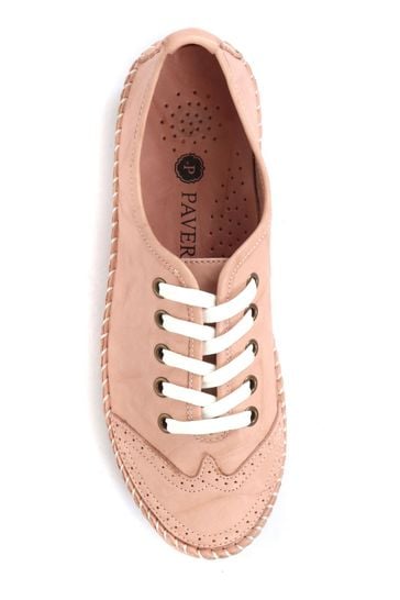 Pavers Ladies Leather Lace Up Trainers
