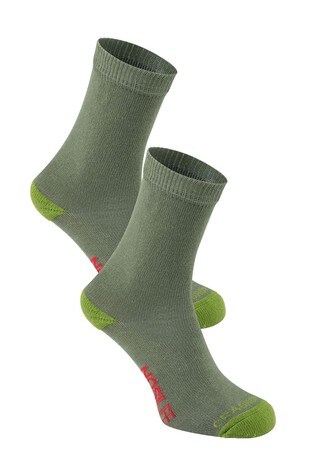 Craghoppers Green Nlife Kids Travel Socks Twin Pack