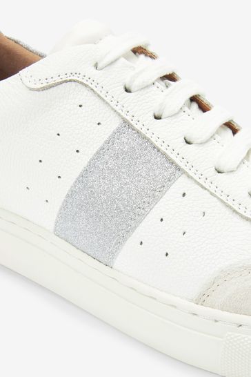Buy White Silver Forever Comfort Leather Lace Up Trainers from