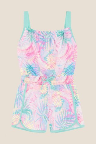 Monsoon Pink Active Palm Print Playsuit