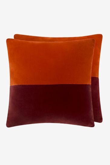 Jasper Conran London Orange Velvet Feather Filled Cushion