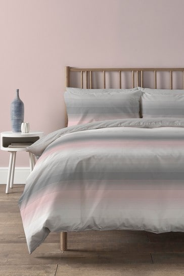 Copenhagen Home Pink Faded Stripe Duvet Cover and Pillowcase Set