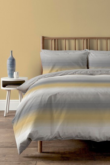 Copenhagen Home Yellow Faded Stripe Duvet Cover and Pillowcase Set