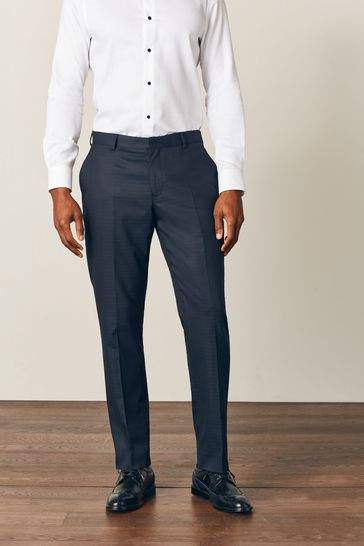 Buy Navy Blue Slim Fit Shawl Collar Suit Trousers from Next Luxembourg