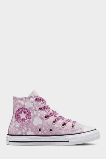 Converse Pink Snow Leopard Hightop Youth Trainers