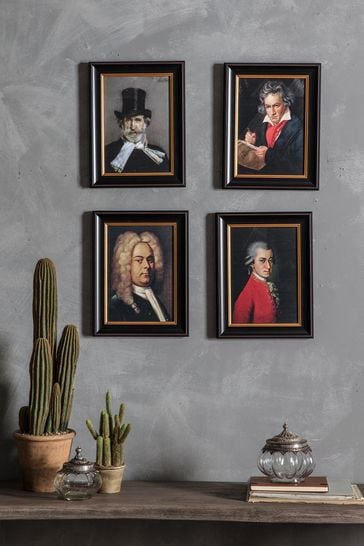 Gallery Home Set of 4 Gold Music Composers Framed Wall Art