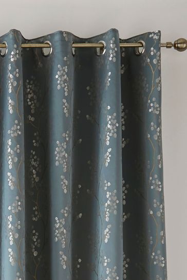 Ashley Wilde Blue Wilstone Blackout Eyelet Curtains