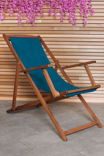 Buy Charles Bentley Teal Blue Garden Eucalyptus Wooden Deck Chair
