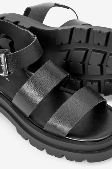 Buy Black Chunky Three Strap Buckle Sandals from Next Luxembourg