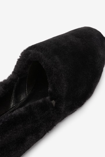 Faux fur slip hot sale on loafers