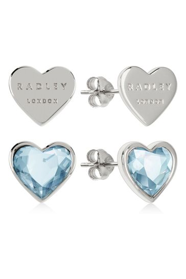 Buy Radley Love Heart Silver Earrings Twin Pack from Next Luxembourg