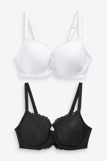 Buy Black/White Pad Balcony DD+ Lace Bras 2 Pack from Next USA