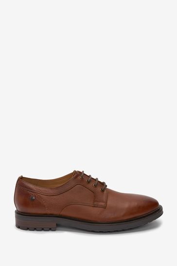 Tan Leather Cleated Derby Shoes