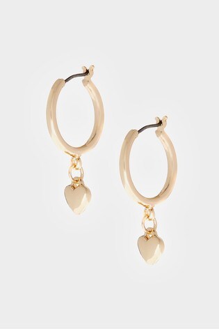 Mint Velvet Gold Tone Heart Hoop Earrings