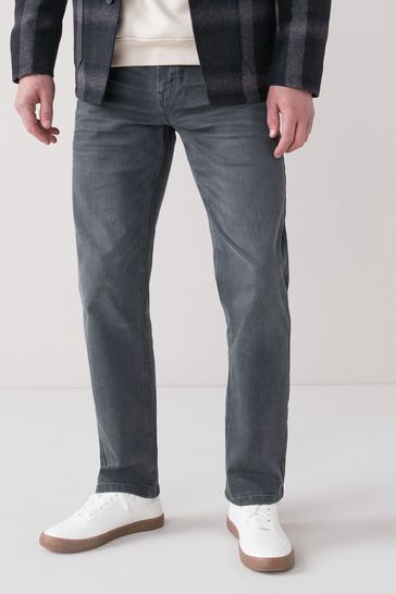 Grey Wash Straight Fit Authentic Stretch Jeans