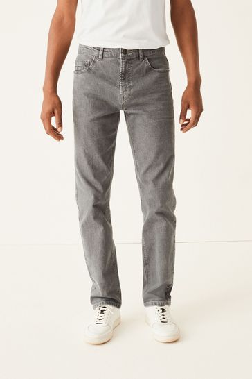 Grey Straight Fit Essential Stretch Jeans