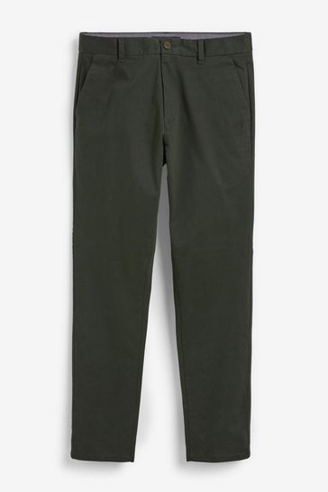 Green Straight Fit Stretch Chino Trousers