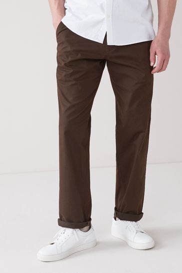 Dark Brown Relaxed Fit Stretch Chino Trousers