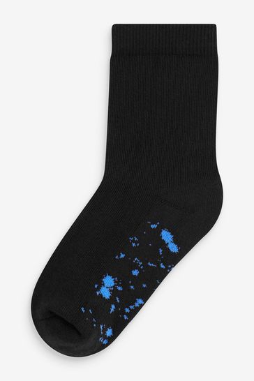Black Splat Cotton Rich Cushioned Socks 7 Pack