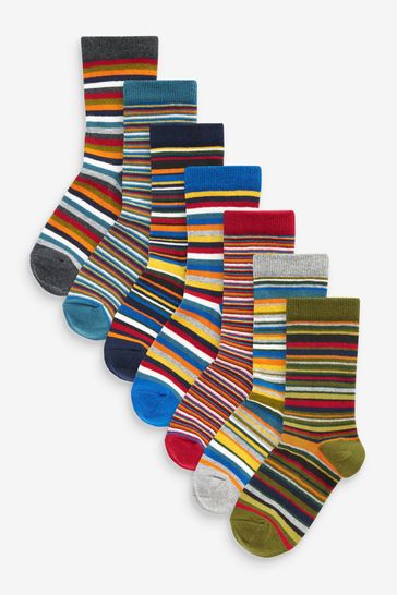Striped 7 Pack Cotton Rich Socks