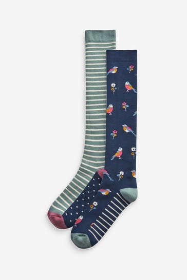 Bird Print Welly Socks 2 Pack