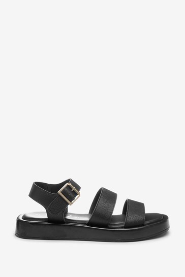 Buy Black Chunky 3 Strap Sandals from 