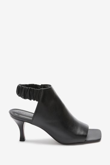 Black Signature Leather Ruched Shoe Boots