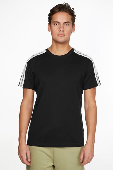Calvin Klein Jeans Black Contrast Tape Shoulder T-Shirt