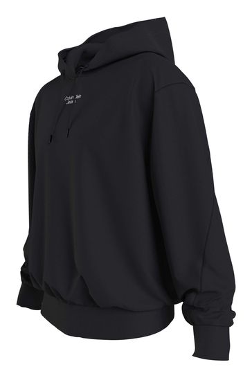 Buy Calvin Klein Jeans Mens Black Stacked Logo Hoodie from Next